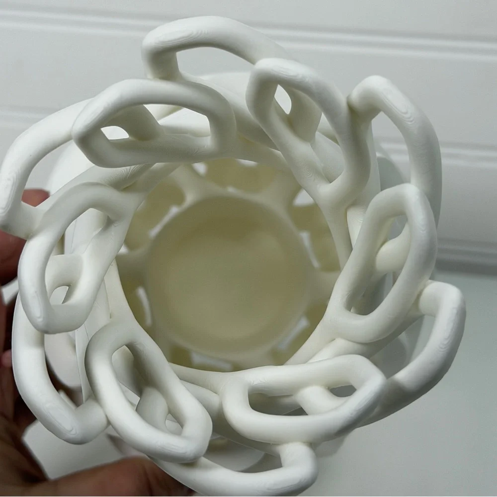 Sculptural Vase, Chain Vase, Wavy Openwork Decorative Vase